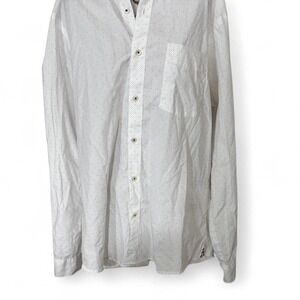 Van Heusen Originals Slim Fit Dress Shirt White Polka Dot Men's L 16-16.5